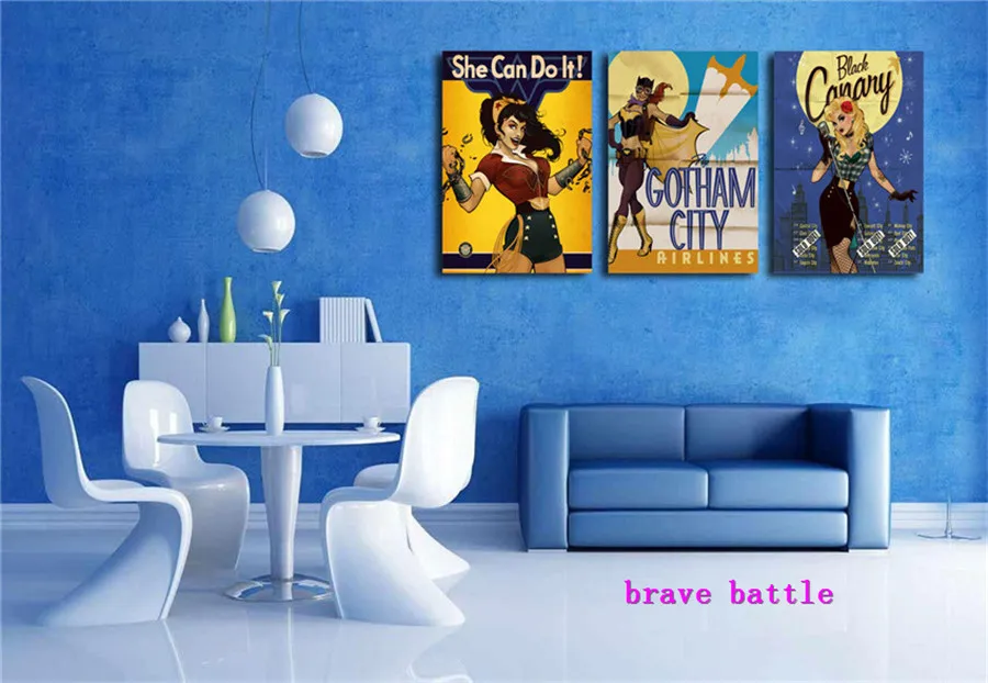 DC Comics Girl Batman Wonder Woman Canvas Painting Living Room Home Decor Modern Mural Art Oil Pain