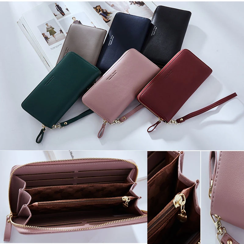 

Women Ladies PU Leather Clutch Long Wallet ID Card Phone Holder Purse Handbag