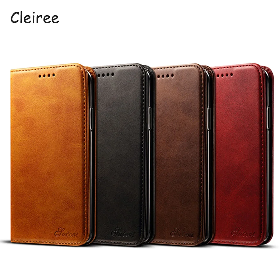 

Cleiree Luxury Leather Wallet Phone Case For iPhone X 7 Plus Flip Stand Phone case for iPhone 6 7