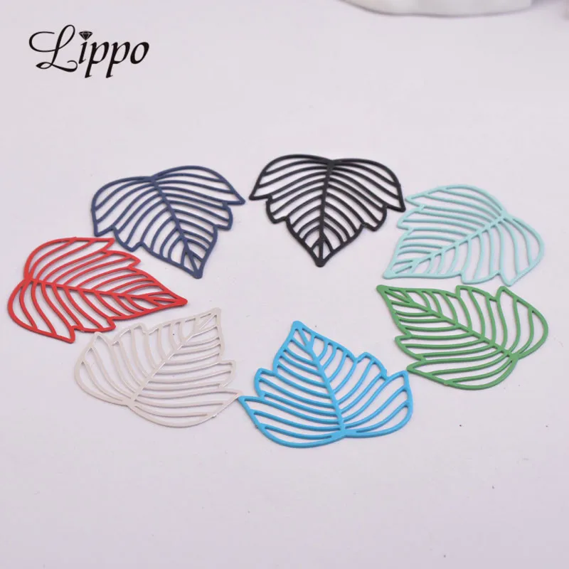 

50pcs AB5364 26*28mm Leaves Connectors Brass Jewelry Filigree Earrings Findings
