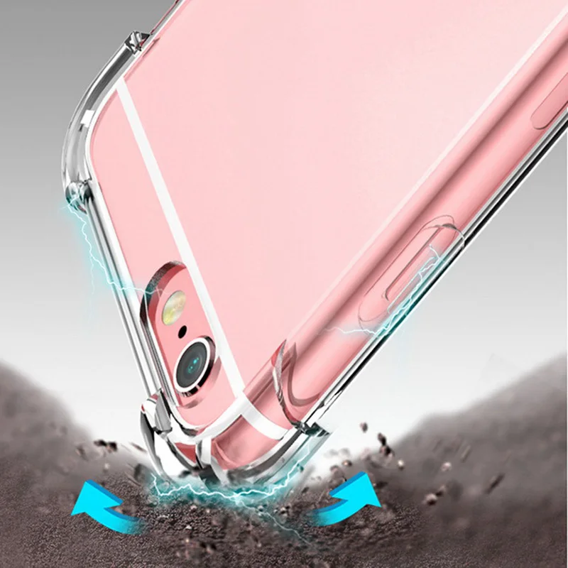 

For iPhone 7 Plus Case Cover Transparent 4 Conors Airbag Shockproof Phone Case For iPhone X XS Max XR 8 6S 5S TPU Silicone Soft