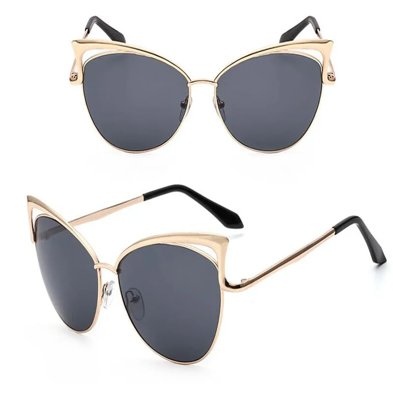 Классические женские солнцезащитные очки кошачий глаз в металлической оправе с градиентом, брендовые дизайнерские винтажные женские солнцезащитные очки Cateye с зеркальным покрытием UV400