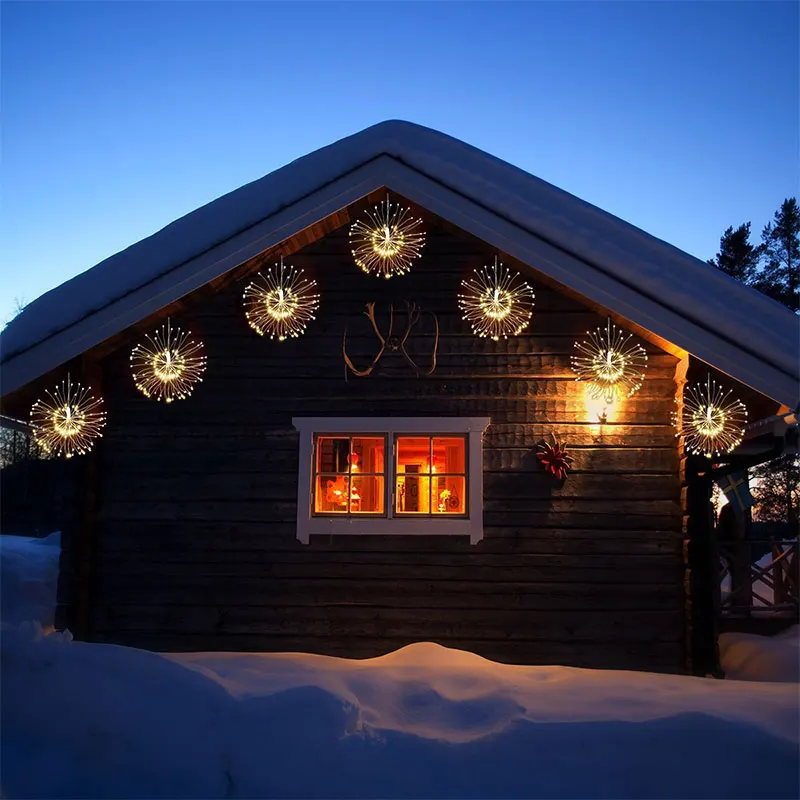 

Fireworks Solar Christmas Lights Hanging Starburst String Light 200LED DIY Copper Wire Fairy Garland Wedding Party Home Decor