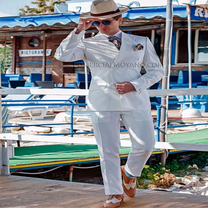 mens suits designers 2018 ivory whiteDouble breasted  tuxedo men suit slim fit formal business casual custom Blazer 2 Pieces