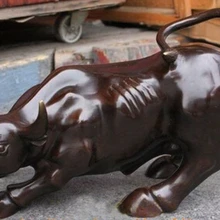Большой бронзовый кофе Уолл-стрит Bull OX Рисунок Статуя 1" l