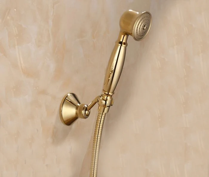 Free shipping Gold Finish Telephone Hand Held Shower Head & Hose Gold