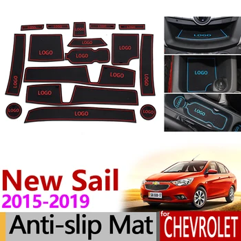 

for Chevrolet Sail 2015 ~ 2019 Anti-Slip Rubber Cup Cushion Door Groove Mat Accessories New Nueva Sail 3 2016 2017 2018 Stickers