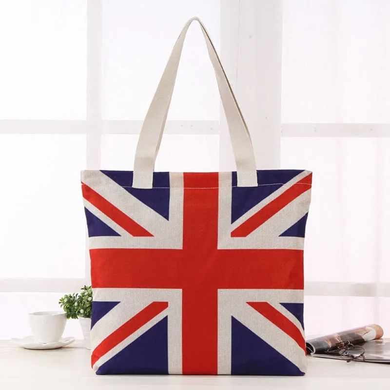 Новинка, Британский национальный флаг, Лондонский автобус, Биг-Бен, Хлопковая Сумка, женская сумка для покупок, модная сумка, Большая вместительная сумка для хранения