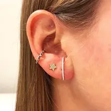 Одежда высшего качества тонкий бар gold filled micro pave cz линии бар мода нежный для девочек подростков подарок серьги гвоздики циркония 925 серебро