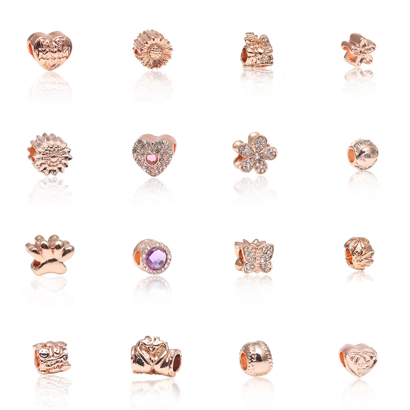2 шт./лот коллекция из розового золота Подвески Bijoux бусы подходят оригинальный