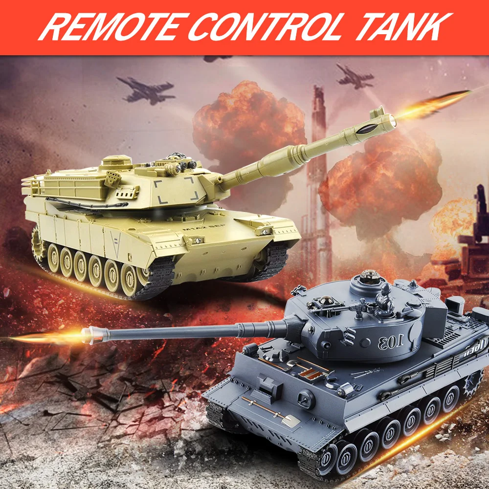

2 pcs/set RC Tank 27Mhz 40Mhz 9CH RTR GE Tiger 103 VS US M1A2 Remote Control Fighting Battle Tank with Musical and Flashing