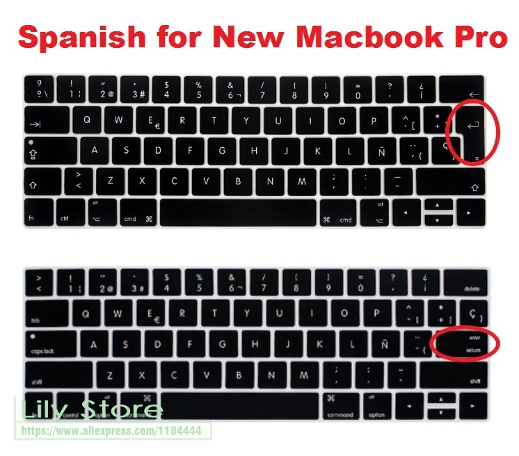 

Euro/US Spanish Silicone Keyboard Cover Skin Protector for Macbook Pro 13 15 A1706 A1989 A1707 A1990 With Touch Bar