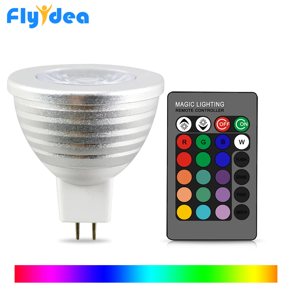 

MR16 16 Color Magic RGB LED Light Lamp DC 12V holiday Memory SpotLight 24key IR Remote Control Color Changing bulb Living room