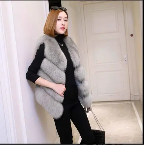 Fluffy Gilet Taille Gilets Moelleux Manteau La Vestes De D'hiver Fourrure Femme Fausse 2018 Femmes Z12 Plus Faux Artificielle 0nqFZ01