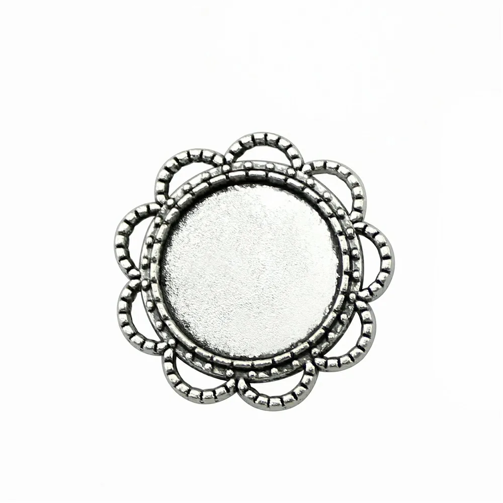 10pcs Flower Cabochon Base Setting Fit 18mm Round Cabochons Flower
