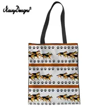 Милый отпечаток лапы собаки немецкой овчарки Холщовая Сумка для женщин Ретро шоппер хозяйственные сумки на плечо грил многоразовые складные Feminina Mujer
