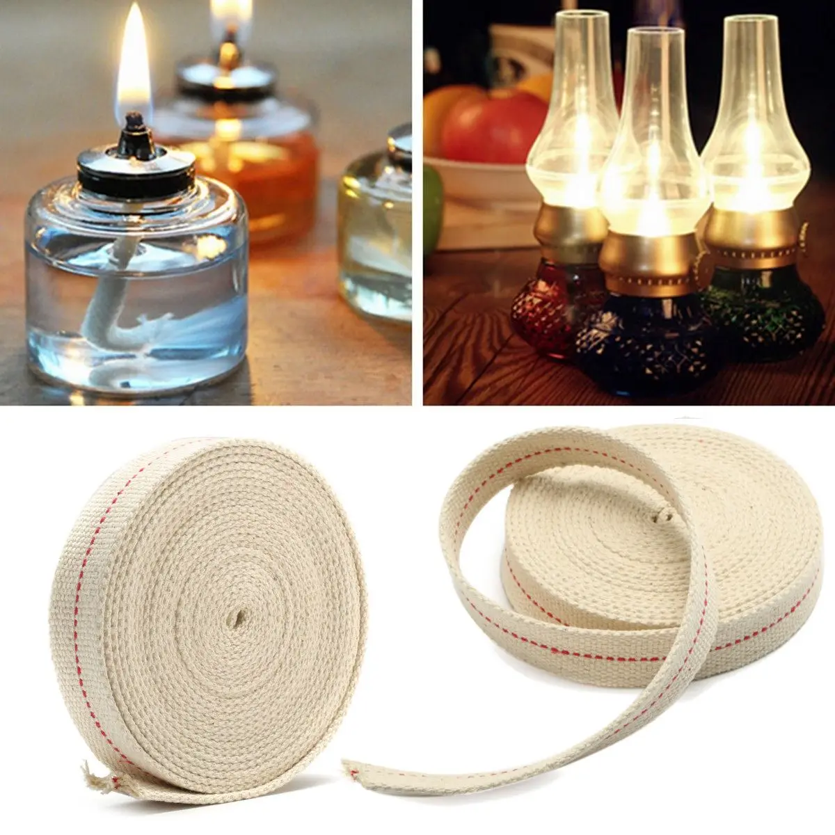 

4.5MX2.5CM Flat Cotton Wick Oil Lamp Lantern Width 25mm For Kerosene Burner Stove Lighting Lamps DIY Accessory Material
