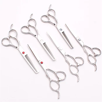 

6'' 17.5cm Customized Logo Silver Professional Style Tool Cutting Scissors Thinning Scissors Left-Hand Human Hair Scissors C8000