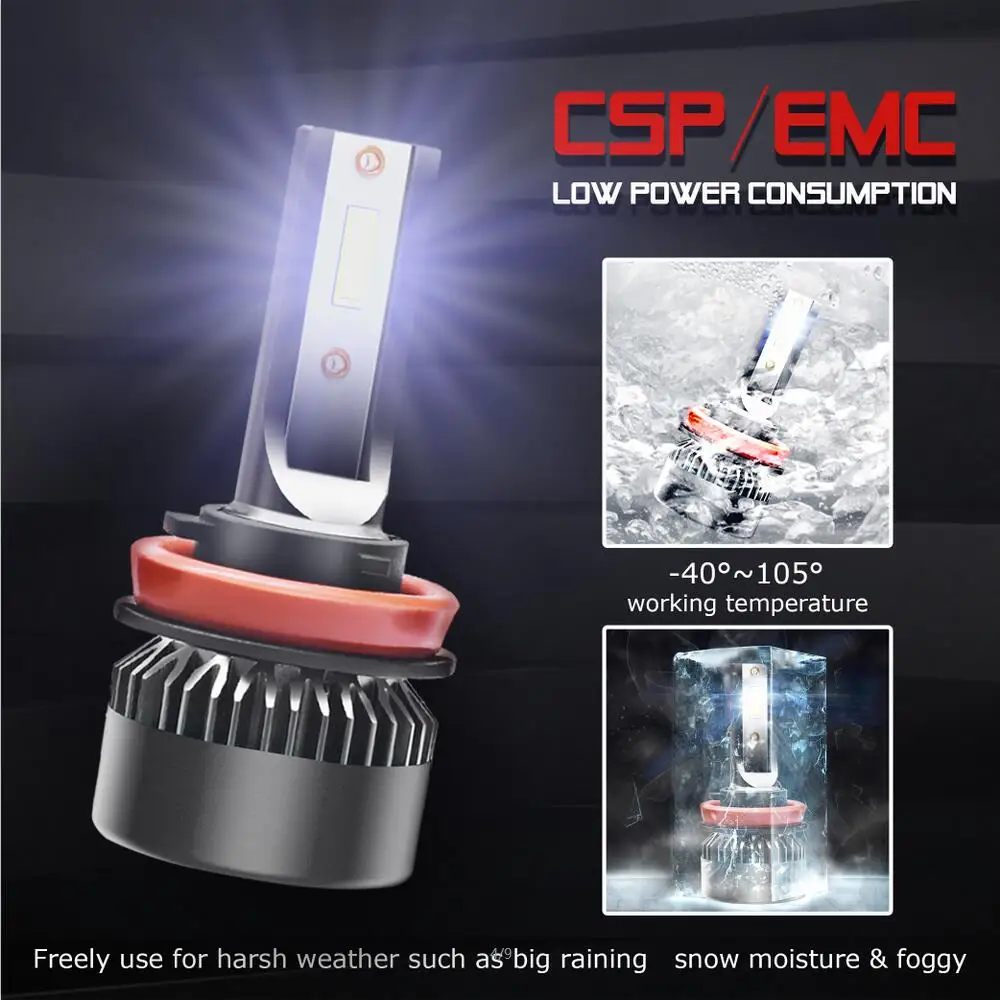 Автомобиль светодиодный фары H4 Hi/Lo луч H7 H11 светодиодный фар лампы Conversion Kit 80 Вт 8000LM 6000 K Авто Противотуманные фары Лампа 12 v Универсальный