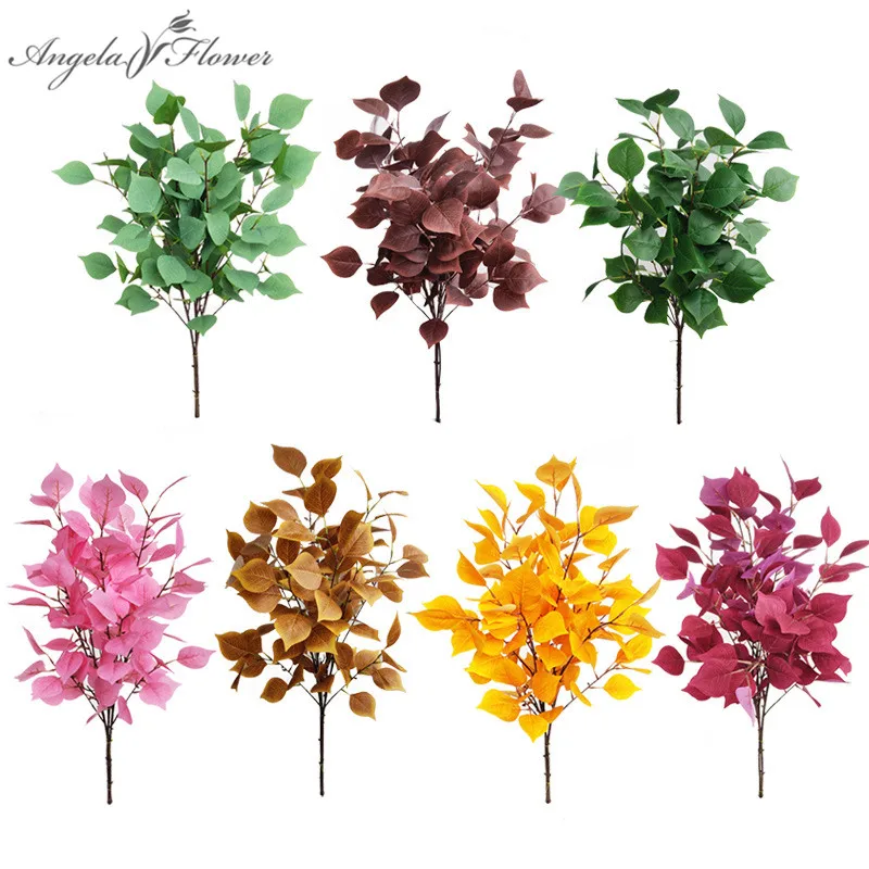 

Simulation bodhi leaf artificial plant leaf decor home garden wedding cross-border scene layout green wall material fake flower