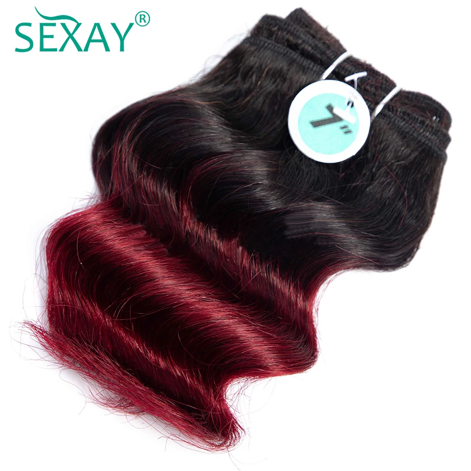 Бразильские человеческие волосы распущенные, волнистые пучки SEXAY Non remy наращивание волос#530 кирпич красного цвета 4 пучка с верхним кружевом