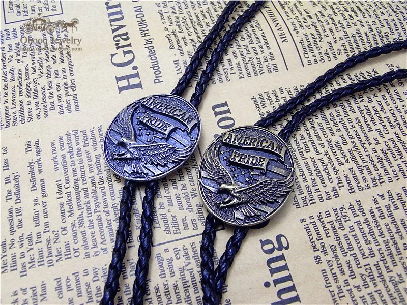 

American Pride Eagle Flag Western Cowboy Bolo Tie Men Shirt Suits Necktie