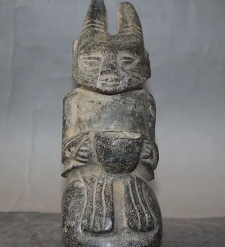 

Chinese Fengshui Hongshan Culture Old jade Carved Beast People Statue Antiques