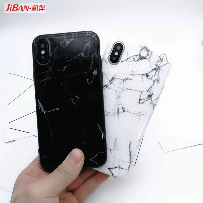 JIBAN Fashion simple Marble texture Phone Case for Apple iPhone 5 5s X 7 7plus 8 8plus 6 6s 6plus Back Cover soft TPU shell |
