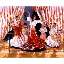 Рамки DIY картина маслом комплекты номеров раскраска расписанный вручную испанский танец фотографии девушки на холсте Декор гостиной стены искусства