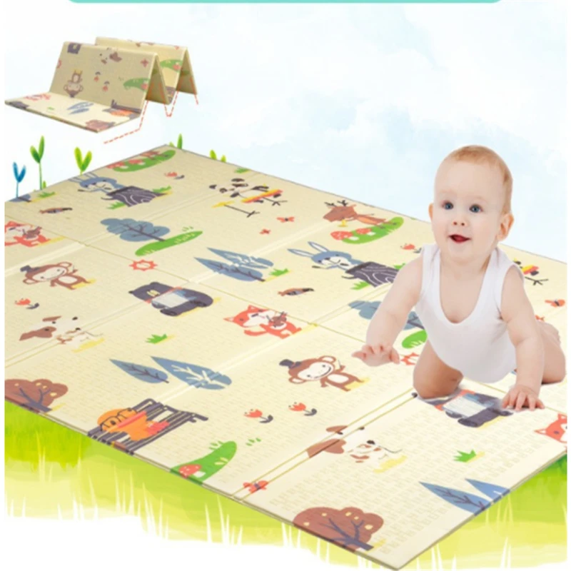 XPE складной игрушечный коврик для ползания 1 8*2 0 м пена двухсторонний узор детский