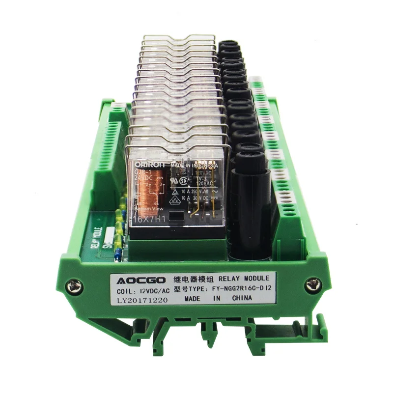 16 каналов 1 SPDT DIN Rail Mount OMRON G2R 12 В DC/AC с модулем реле интерфейса предохранителя|omron