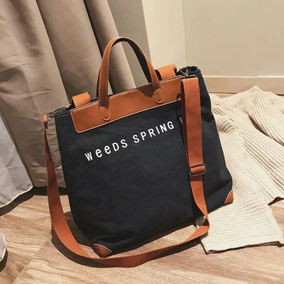Новинка, женская сумка через плечо с верхней ручкой, дизайнерские сумки, известный бренд, холщовая Женская Повседневная сумка для покупок - Цвет: Черный