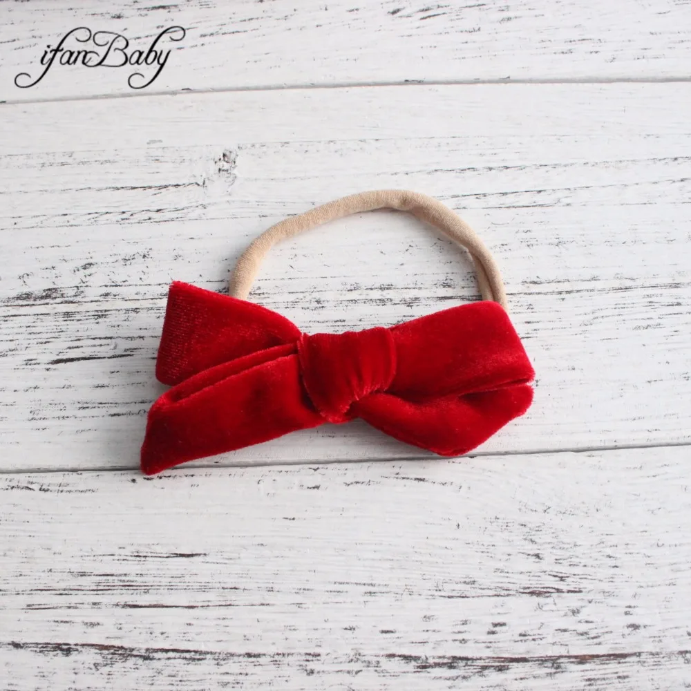 Velvet Bow Girl Nylon Headband 2