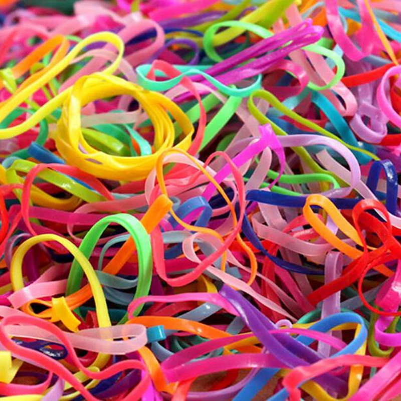 

High Quality New 3000 Pcs/pack Fashion School Office Supplies Girls Hair Bands Small Baby Rubber Band Mix Color Hair Loop