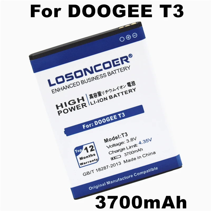 

LOSONCOER T3 3700mAh Mobile Phone Battery For Doogee Battery+Quick Arrive