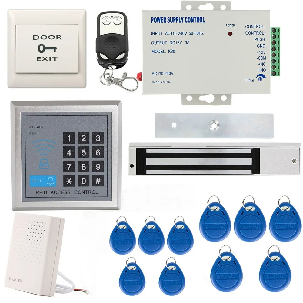 

YobangSecurity 125KHz EM-ID Card Single Door Access Control Keypad System Kit With Electric Strike Lock+Doorbell+Door Switch