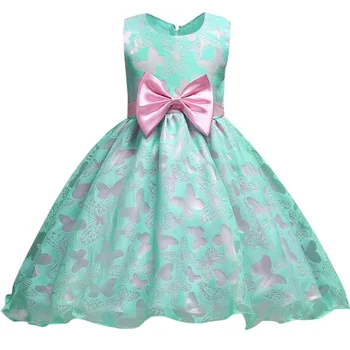 

Retail new style summer baby girl butterfly flower girl dress for wedding girls party dress with bow dress for 2-10 Years