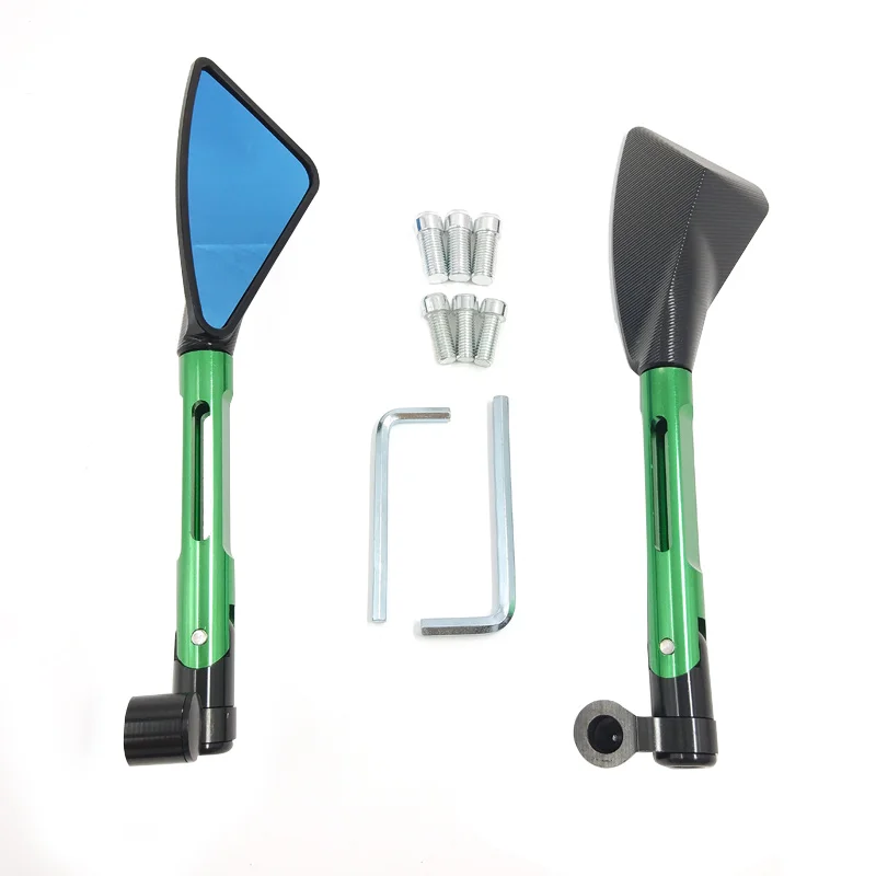 New CNC Motorcycle Rearview Side Mirrors Smoked Blue Glass Rear View Mirrors Street Sports Dirt  Scooter Bike Chopper Cruiser (5)
