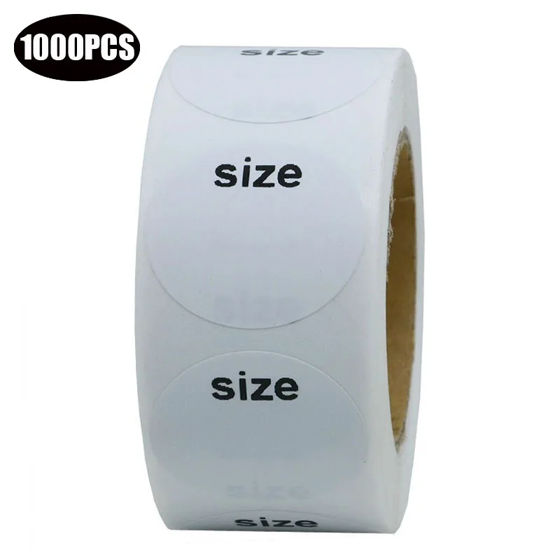

1000PCS 1inch Round clothing "size" Stickers Labels scrapbooking Adhesive Labels for Apparel Retail white size stickers