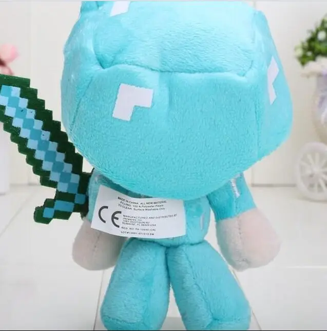 

Blue Minecraft My World Steve Stuffed Plush Toys with Sword Cotton Soft Dolls Action Figure Toys Halloween Party Kids Gifts Toy