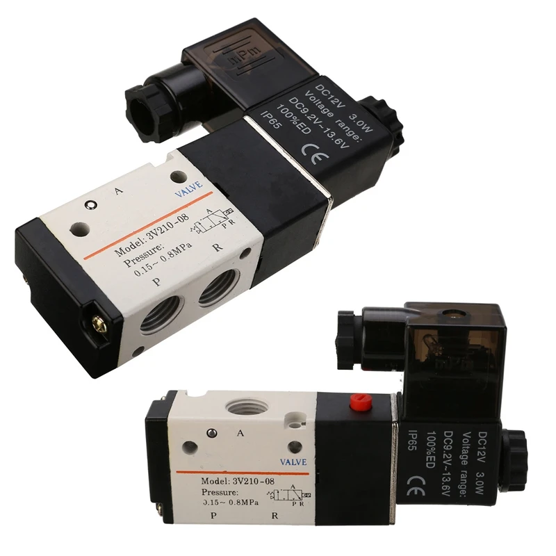 DC12V 1/4'' 3 Way 2 Position Pneumatic Solenoid Valve Electric Solenoid Valve for Water Air Gas