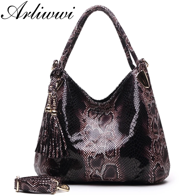 BIG SALE*Individual Fashion Snake Designer Big Capacity Lady Bags New Tassel Embossed PU Leather Cross Body Handbags Women