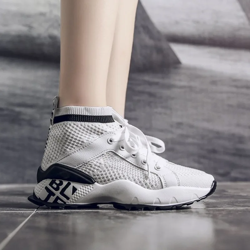 

High Top Sneakers Chunky Female 2019 New Autumn Women Casual Shoes Ladies Black Platform Fashion Sneaker Vulcanized Woman Shoes