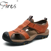Мужские кожаные сандалии; модная мягкая повседневная обувь в деловом стиле; Высококачественная Мужская летняя пляжная обувь; Мужские дышащие туфли на плоской подошве из искусственной кожи; размеры 45, 46