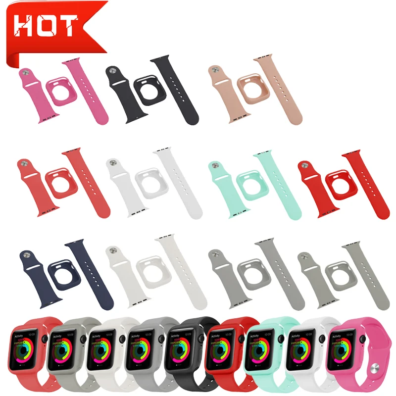 

TPU watch case and Watch Strap 2 in 1 Set protector Bumper for Apple watch band 42/38/44/40mm Bracelet for iWatch series 4/3/2/1