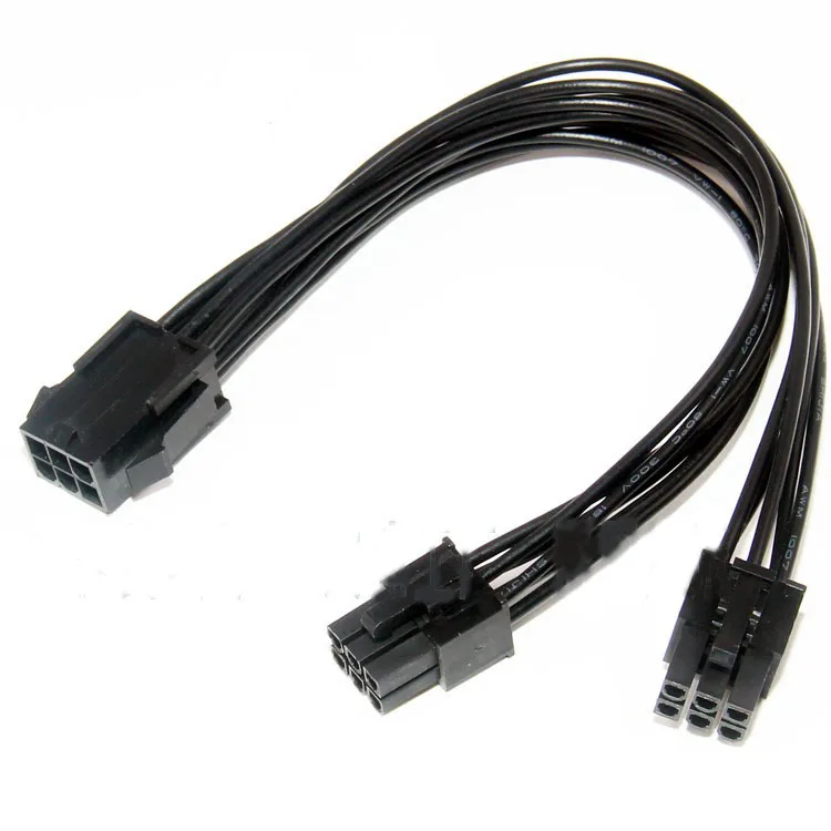 6 pin поворот на 2 шт. 6 Pin мощность видеокарты разъем линии 6PIN Кабель-адаптер 2 шт. 6pin линия для видеокарты длиной 20 см