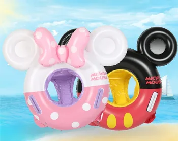 

0.5-4Ys Mickey Mouse Cartoon Kids Swimming Ring Baby Inflatable Pool Float Ring Kids Pool Toy Float Thickness Pools Swim Trainer