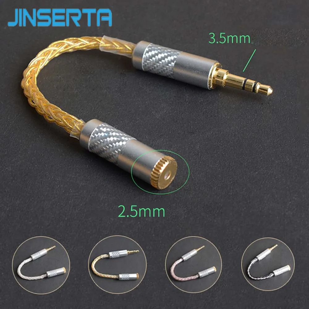 

JINSERTA Balanced 2.5mm to 3.5mm Adpter 8 Core Audio Cable 2.5 Female to 3.5 Male Headphone Cable for HIFI MP3 Music Player