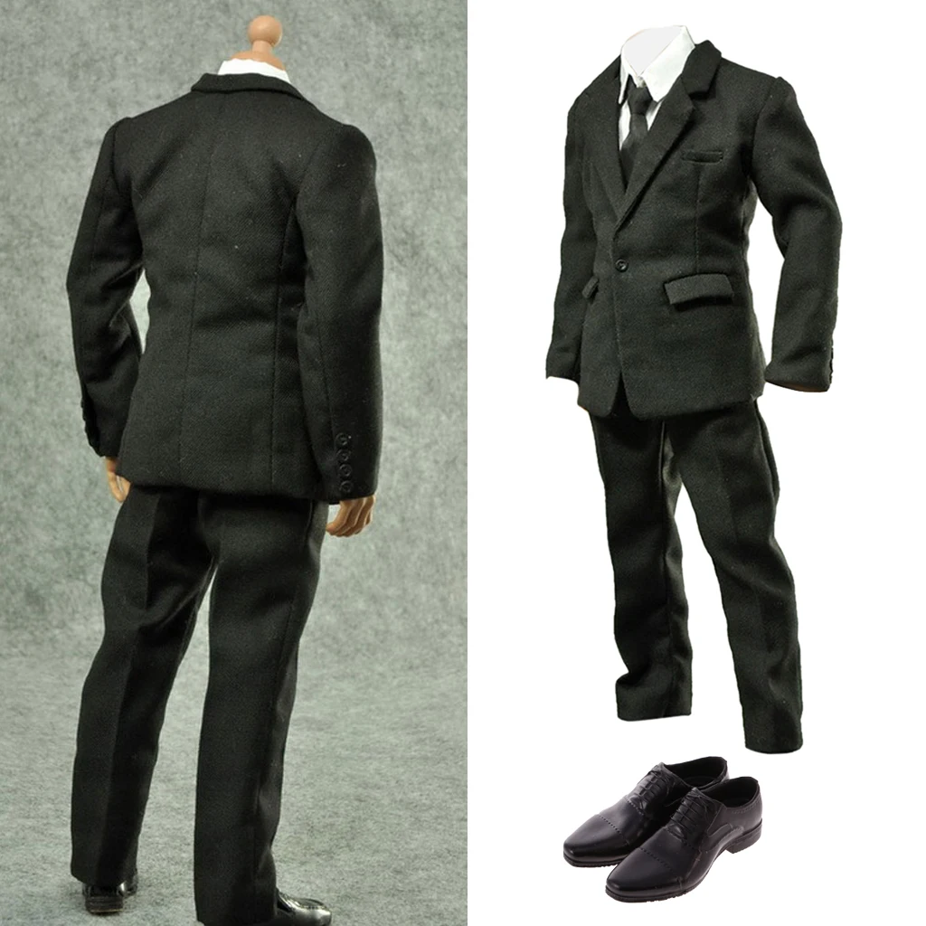 1/6 Grey Custom Formal Clothing Men Suit Outfit Set for 12'' Action Figures 