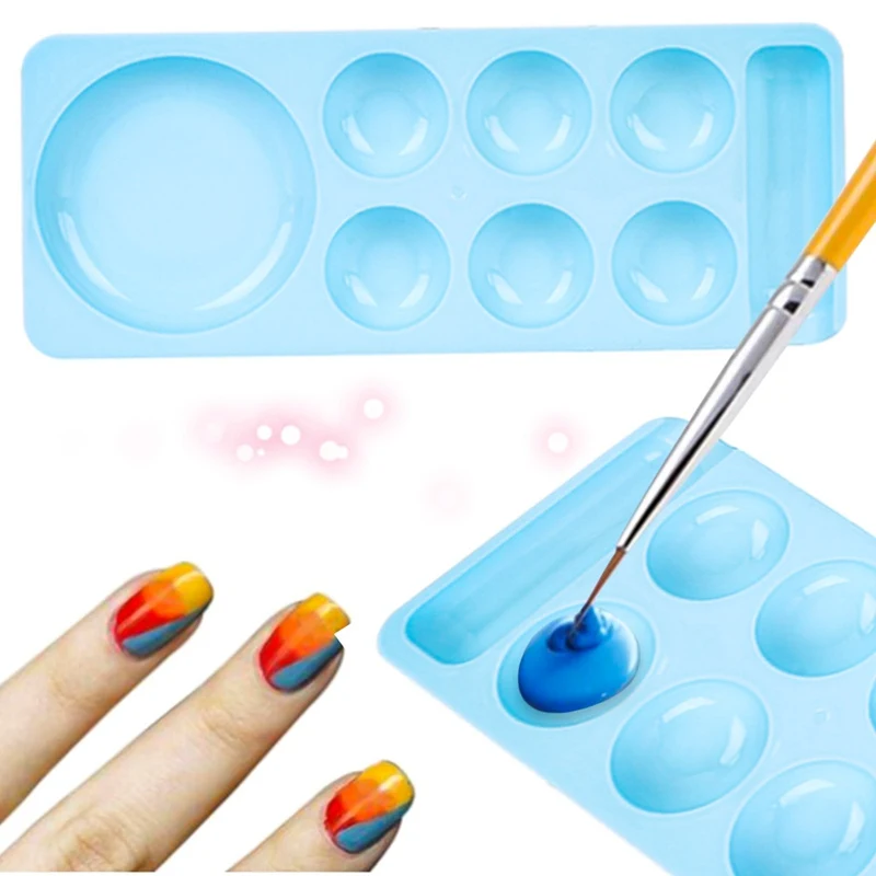 

1Pcs Plastic Nail Tools 8 Dishes Rectangle Palette Makeup Mixed Tool UV Gel Polish Pigment Holder Container Manicure Plate New